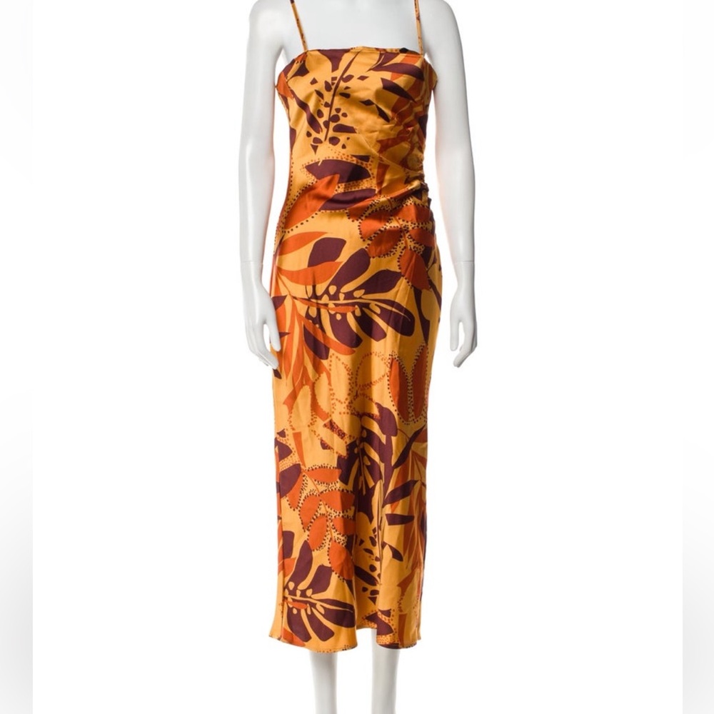 NWT House of Harlow 1960 Slip Dress Orange Gold  Purple Tropical Print